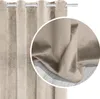 A close-up view of a beige velour curtain with crystal embellishments, showing the texture and sheen of the fabric. Produktbild-Vorschau