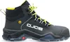 A single black and gray work boot with yellow accents is shown against a white background. Produktbild-Vorschau