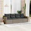 Design 4-tlg. Garten-Sofagarnitur mit Kissen Grau Poly Produktbild-Vorschau 1