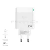 A white power adapter with the brand logo and wattage displayed. Produktbild-Vorschau