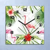 Wanduhr Echt-Glas-Küchenuhr Flamingo & Pflanzen Quarz 30x30 Produktbild-Vorschau 1