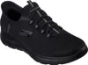 A black Skechers sneaker is shown from a side angle on a white background. Voir les images du produit