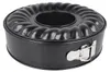 A black fluted cake pan with a silver clasp is shown against a white background. Produktbild-Vorschau