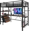 A loft bed with a desk and storage underneath, set against a white background. Náhled obrázku produktu