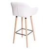 A white bar stool with wooden legs on a white background. Náhled obrázku produktu
