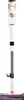 A white and gold cordless vacuum cleaner is shown vertically against a white background. Voir les images du produit
