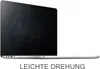 A laptop with a dark, swirling pattern on its screen, placed on a white surface. Text is visible below the laptop. Produktbild-Vorschau
