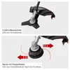 Two close-up views of a string trimmer head, one with a blade and one with a string spool, with text descriptions. Produktbild-Vorschau