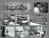 A collage of images showing the manufacturing process and storage of pillows. Produktbild-Vorschau