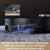 A close-up diagram of a robotic vacuum cleaner's internal mechanism, showing how a barrier lowers to prevent water from dripping. Produktbild-Vorschau