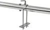 A close-up shot of a stainless steel rotisserie grill attachment mounted on a metal rod. Produktbild-Vorschau