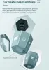 A product shot of a hexagonal timer with multiple views and descriptive text. Podgląd zdjęcia produktu