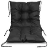 A black chair cushion with ties, shown from the front. Náhľad obrázku produktu