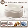 Wäschekorb Geflochten Groß 72L Baumwollseil Lederhenkel Produktbild-Vorschau 7