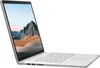 A silver Microsoft Surface Book 3 laptop is shown from a side angle, with its screen open and displaying a landscape image. Produktbild-Vorschau