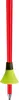 A close-up of the bottom part of a red ski pole with a black grip and a bright yellow basket. Produktbild-Vorschau