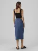 VERO MODA Langer Denim Jeansrock mit Schlitz 5-Pocket Maxi Produktbild-Vorschau 8
