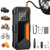 A collage of an electric air pump with various vehicles and accessories, suggesting its versatility. Produktbild-Vorschau