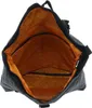 The inside of an open black backpack with an orange lining. Produktbild-Vorschau