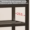 Close-up of a black metal shoe rack with a measurement indicator. Produktbild-Vorschau