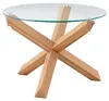 home24 Couchtisch - Rund - Glas / Eiche Massiv Produktbild-Vorschau 1