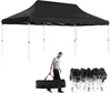 A man carries a folded canopy in a bag next to a set-up canopy. Náhled obrázku produktu