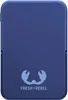 The back of a blue Fresh 'n Rebel magnetic power bank with the brand logo. Produktbild-Vorschau