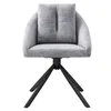 A gray upholstered chair with a black metal base, shown from the front on a white background. Podgląd zdjęcia produktu