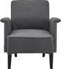 A front view of a dark gray upholstered armchair. Voir les images du produit