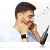 A man is wearing wireless earbuds and a smartwatch, with musical notes depicted in the air, suggesting he is listening to music. A Bluetooth receiver is also shown. Anteprima dell’immagine prodotto
