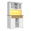 Küchenschrank Hochschrank mit LED-Beleuchtung & Weinregal, Produktbild-Vorschau 8