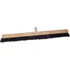 A broom head with a wooden base and black bristles, attached to a metal handle holder. Produktbild-Vorschau