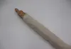 A wooden rolling pin covered in a beige paper sleeve, lying diagonally on a white background. Produktbild-Vorschau