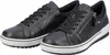 A pair of black leather sneakers with white soles and black laces. Produktbild-Vorschau