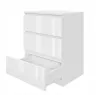 A white chest of drawers with three drawers, one of which is open. Produktbild-Vorschau