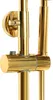 A close-up of a gold-colored shower system mounted on a wall. Náhled obrázku produktu