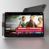 A tablet displaying the Netflix app with the show Bridgerton, featuring a promotional banner for Widevine L1 certification. Produktbild-Vorschau