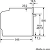 A technical drawing showing the dimensions of a built-in oven. Produktbild-Vorschau