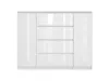 A white, high-gloss chest of drawers with four drawers, set against a white background. Produktbild-Vorschau