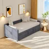 UnboxG Rozkládací pohovka 90×200 cm Šedá sametová, Náhled obrázku produktu 6