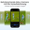 A collage of images showing a woman walking a dog, with a smartphone displaying a video of the same scene. Produktbild-Vorschau