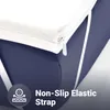 A close-up view of a mattress topper with a non-slip elastic strap. Náhled obrázku produktu