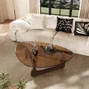 Vrygle Table Basse Ronde en Verre avec Pieds en Bois – Voir les images du produit 4