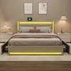 Lit double UnboxG 140 x 190 cm beige en tissu avec 4 Voir les images du produit 9