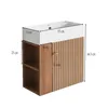 A product shot of a bathroom vanity with dimensions indicated. Voir les images du produit