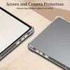Two transparent phone cases are shown on a wooden surface. One case is on the left, showing the side buttons and the edge of a phone screen. The other case is on the right, showing the back of a phone. Náhľad obrázku produktu