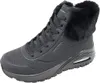 A black Skechers boot with fur trim is shown against a white background. Produktbild-Vorschau