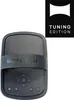 A black portable projector with a strap and control buttons, next to a black square with white text. Podgląd zdjęcia produktu