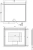 Technical drawing of a bathroom mirror with dimensions and details. Anteprima dell’immagine prodotto