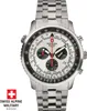 A close-up studio shot of a Swiss Alpine Military chronograph watch. Voir les images du produit
